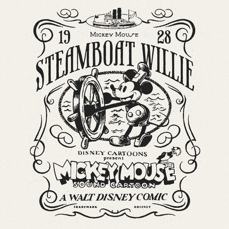 ミッキーマウスのファブリックパネル インテリア雑貨 アートパネル キャンバス ディズニー 蒸気船ウィリー dsny-2303-03