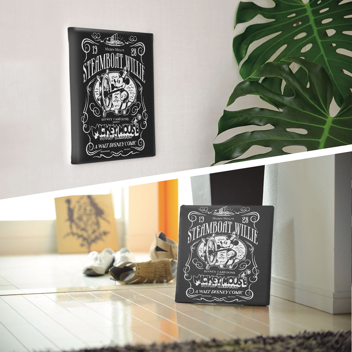 ミッキーマウスのウォールデコ インテリア雑貨 アートパネル キャンバス ディズニー 蒸気船ウィリー dsny-2303-04