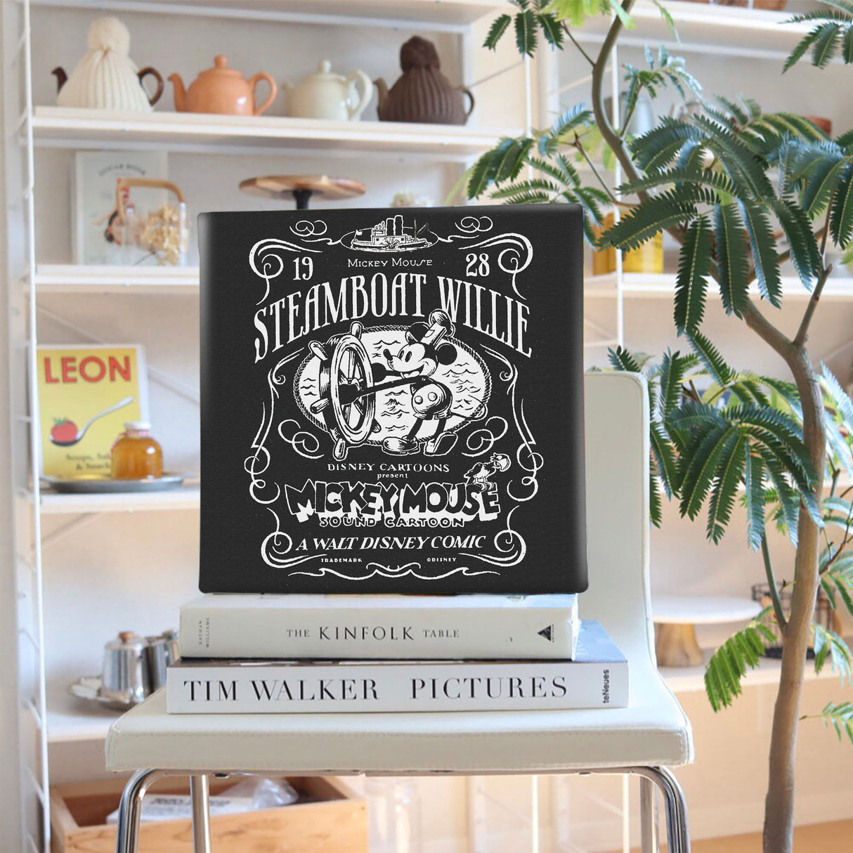 ミッキーマウスのウォールデコ インテリア雑貨 アートパネル キャンバス ディズニー 蒸気船ウィリー dsny-2303-04