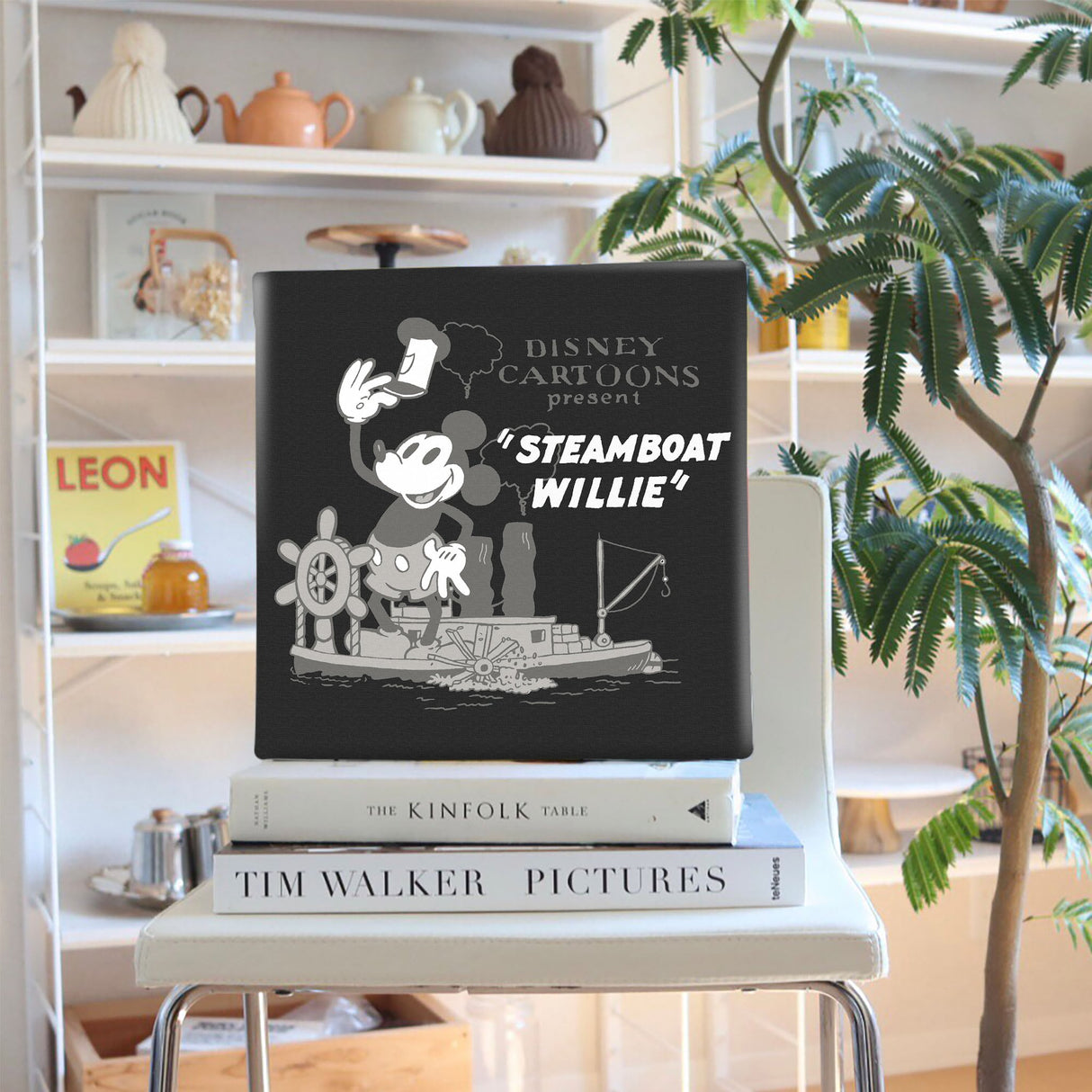 ミッキーマウスのファブリックパネル インテリア雑貨 アートパネル キャンバス ディズニー 蒸気船ウィリー dsny-2303-05