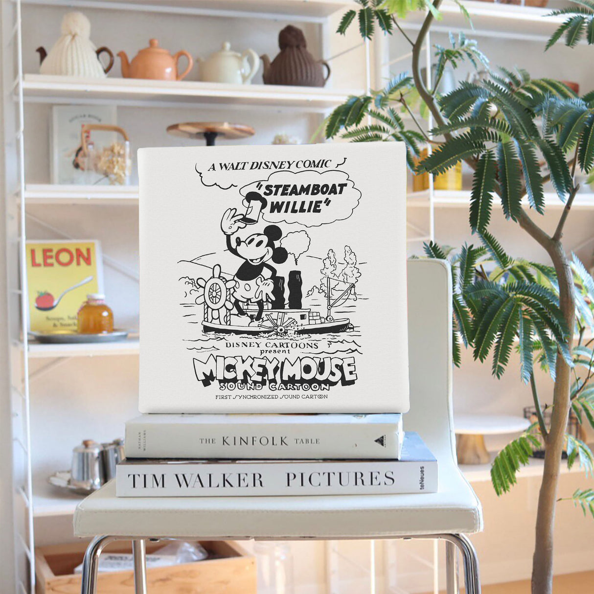 ミッキーマウスのファブリックボード インテリア雑貨 アートパネル キャンバス ディズニー 蒸気船ウィリー dsny-2303-06