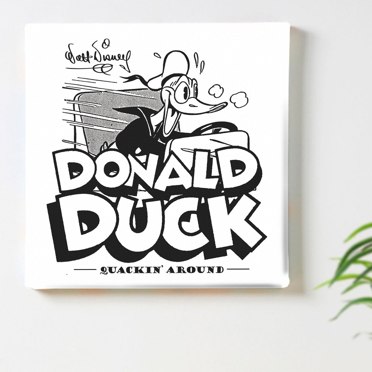 ドナルドダックのファブリックパネル インテリア雑貨 アートパネル キャンバス ディズニー モノクロ dsny-2303-08