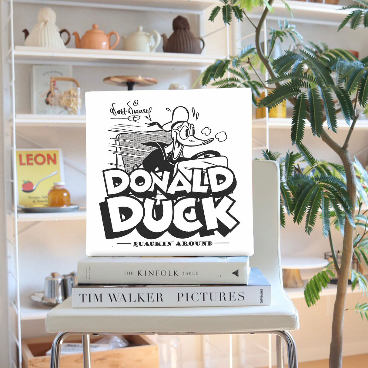ドナルドダックのファブリックパネル インテリア雑貨 アートパネル キャンバス ディズニー モノクロ dsny-2303-08