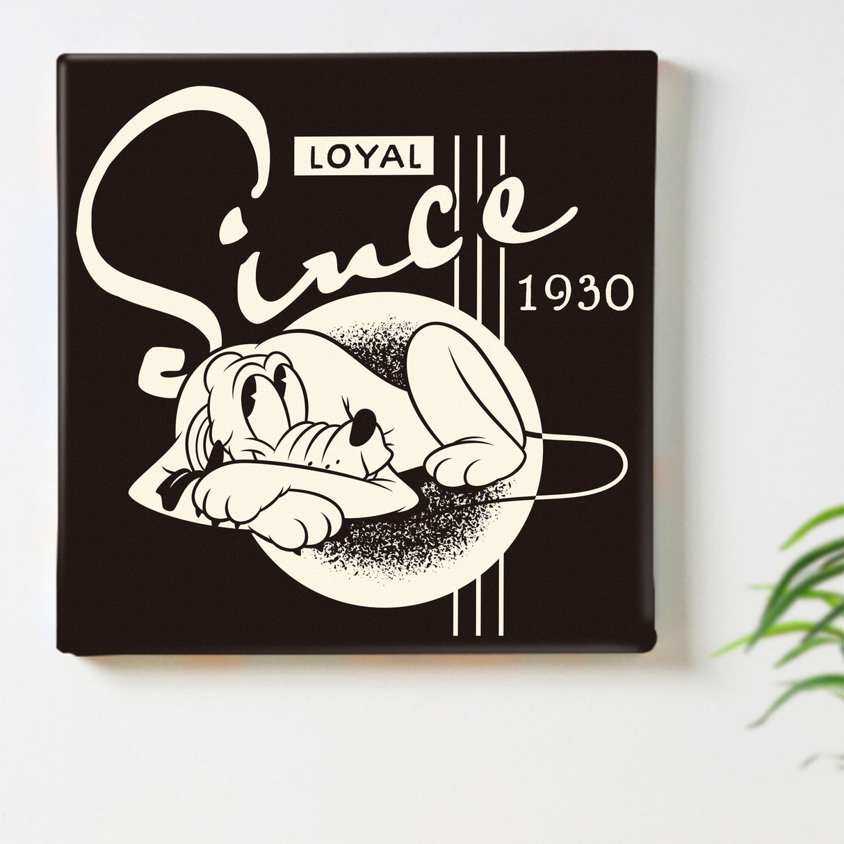 プルートのファブリックパネル インテリア雑貨 アートパネル キャンバス ディズニー モノクロ dsny-2303-09