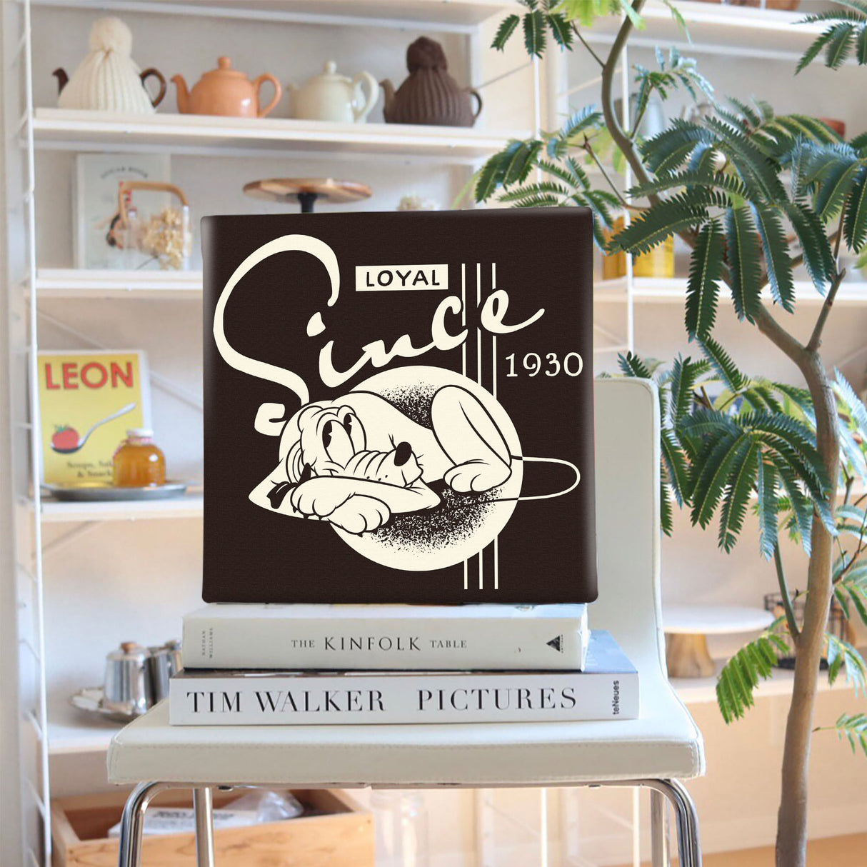 プルートのファブリックパネル インテリア雑貨 アートパネル キャンバス ディズニー モノクロ dsny-2303-09