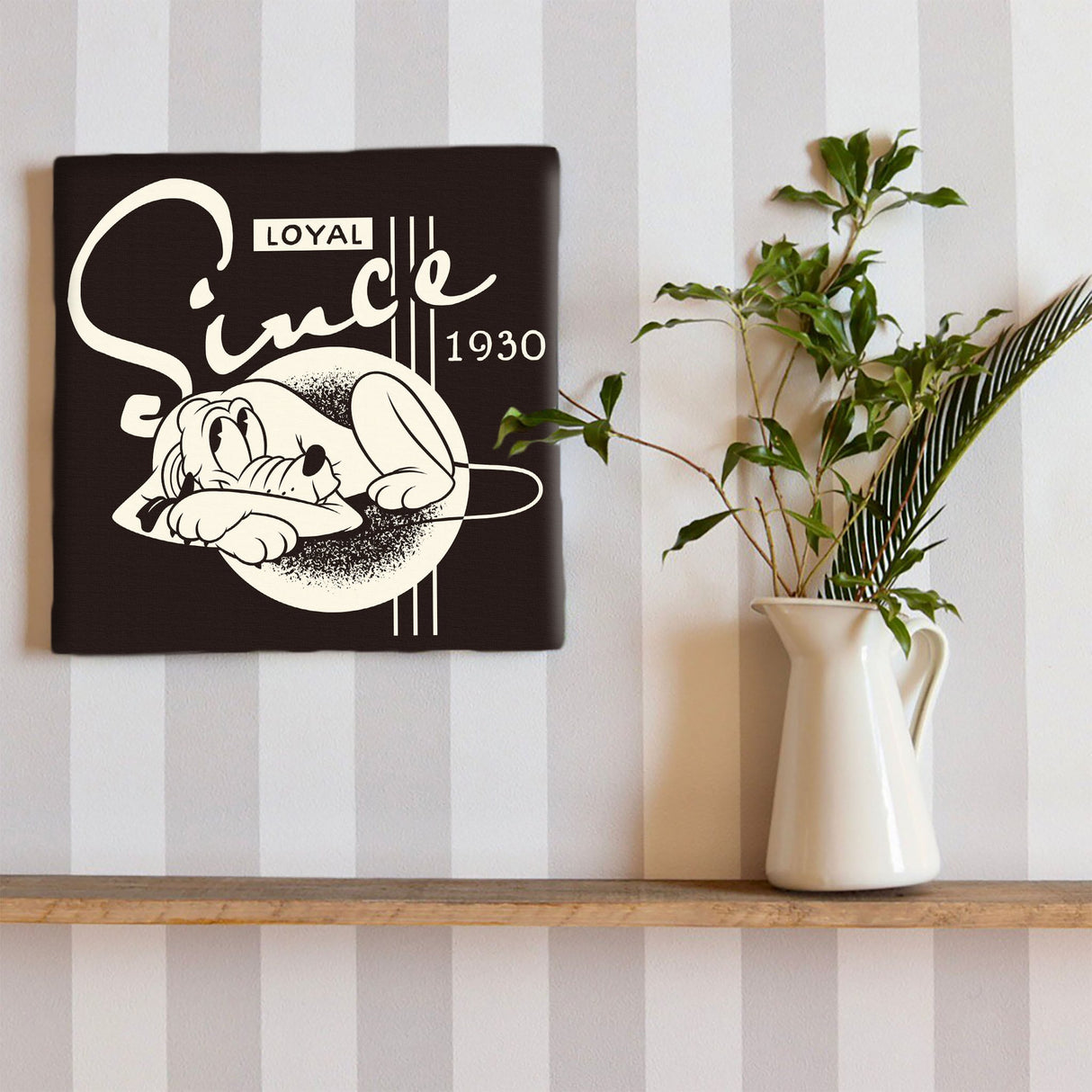 プルートのファブリックパネル インテリア雑貨 アートパネル キャンバス ディズニー モノクロ dsny-2303-09