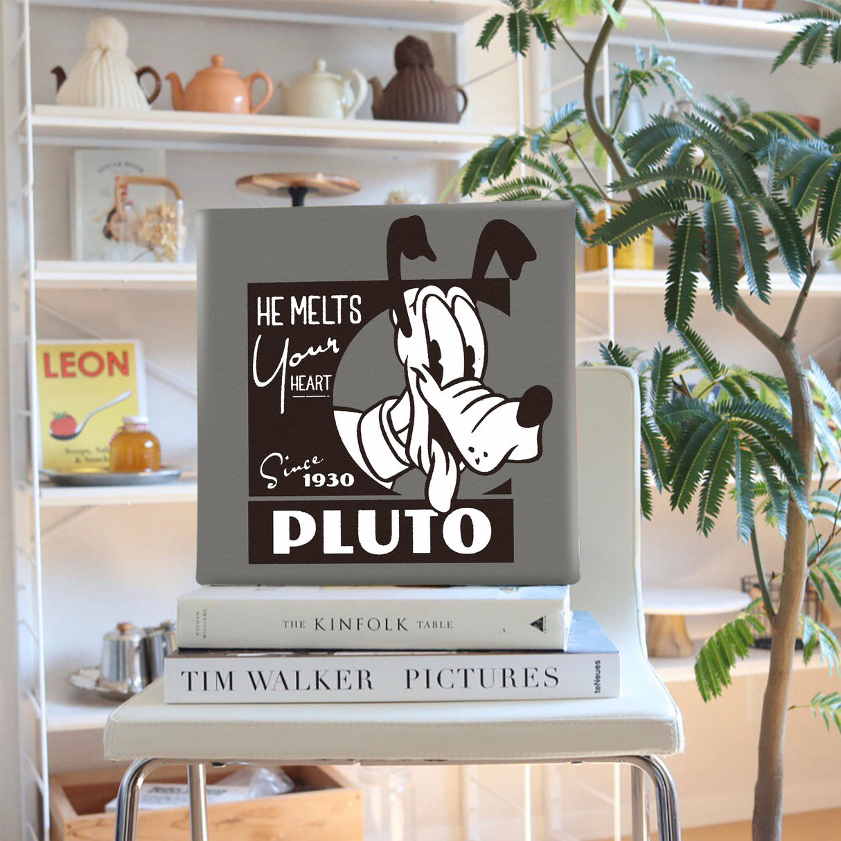 プルートのウォールデコ インテリア雑貨 アートパネル キャンバス ディズニー モノクロ dsny-2303-10