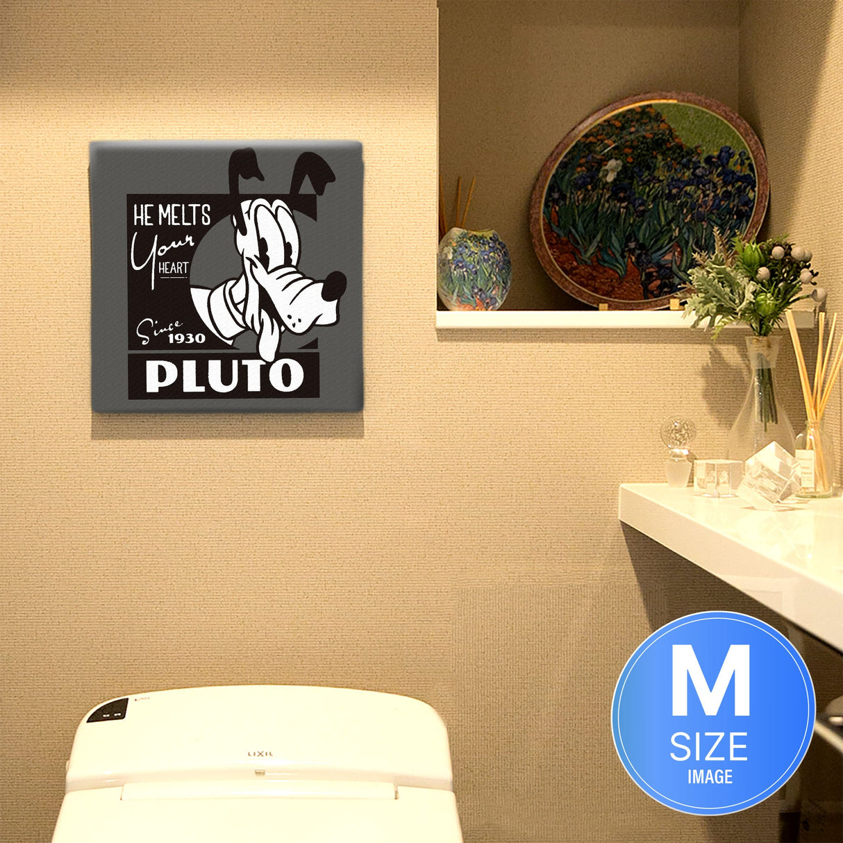 プルートのウォールデコ インテリア雑貨 アートパネル キャンバス ディズニー モノクロ dsny-2303-10