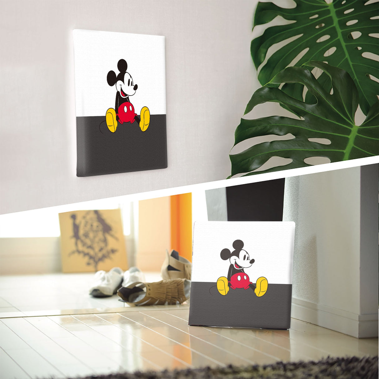 ミッキーマウスのウォールデコ インテリア雑貨 アートパネル キャンバス ディズニー ツートン dsny-2307-04