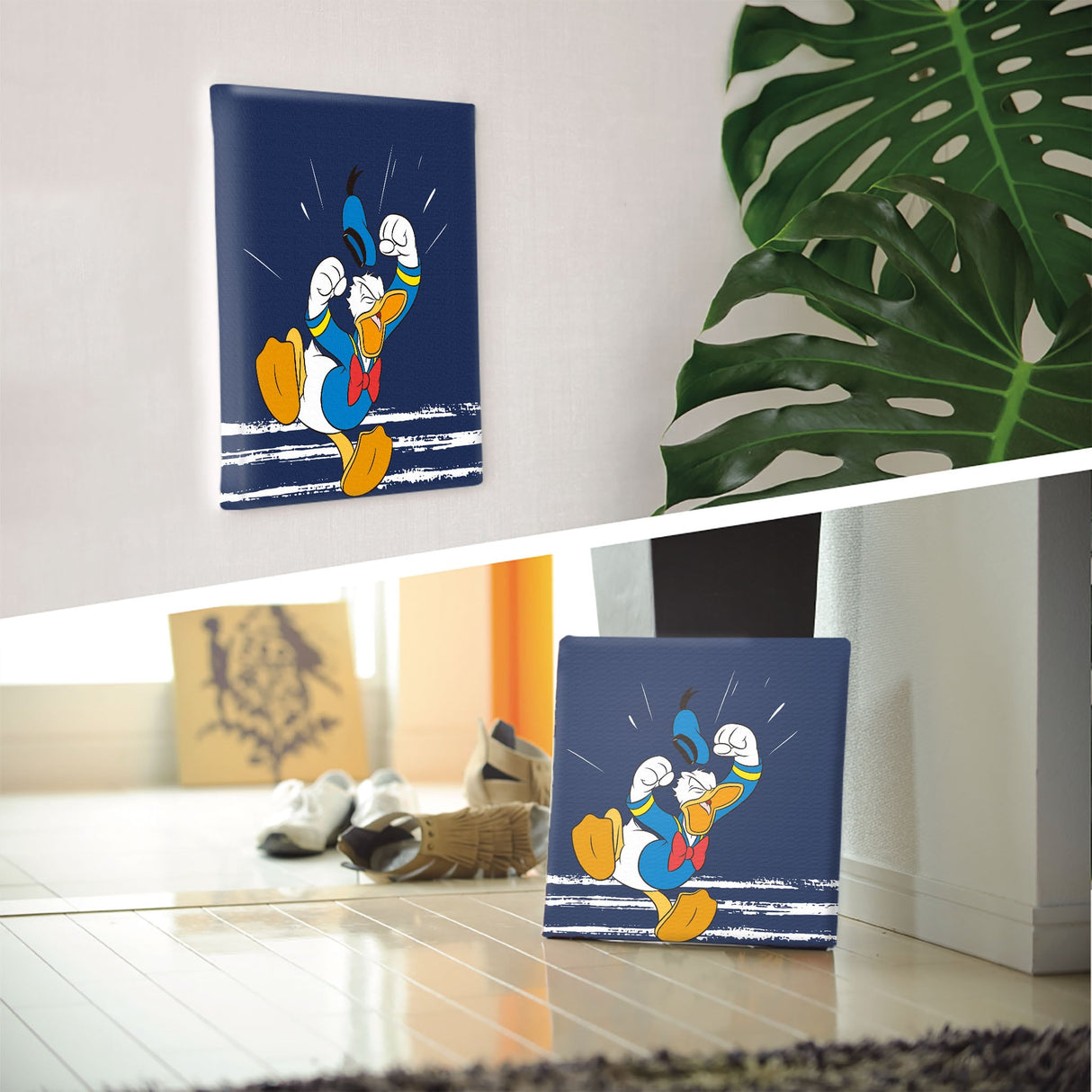 ドナルドダックのファブリックパネル インテリア雑貨 アートパネル キャンバス ディズニー ブルー dsny-2307-05