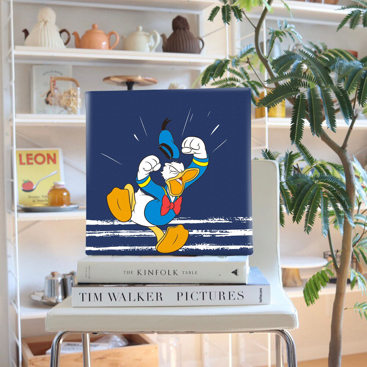 ドナルドダックのファブリックパネル インテリア雑貨 アートパネル キャンバス ディズニー ブルー dsny-2307-05