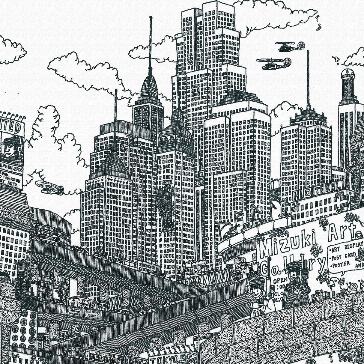 街並みイラストのアートボード インテリア 雑貨 mzk-0001 - ArtDeli. アートパネル専門店