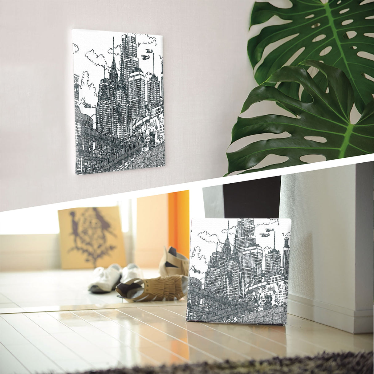 街並みイラストのアートボード インテリア 雑貨 mzk-0001 - ArtDeli. アートパネル専門店