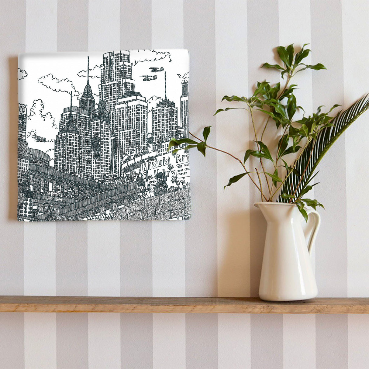 街並みイラストのアートボード インテリア 雑貨 mzk-0001 - ArtDeli. アートパネル専門店