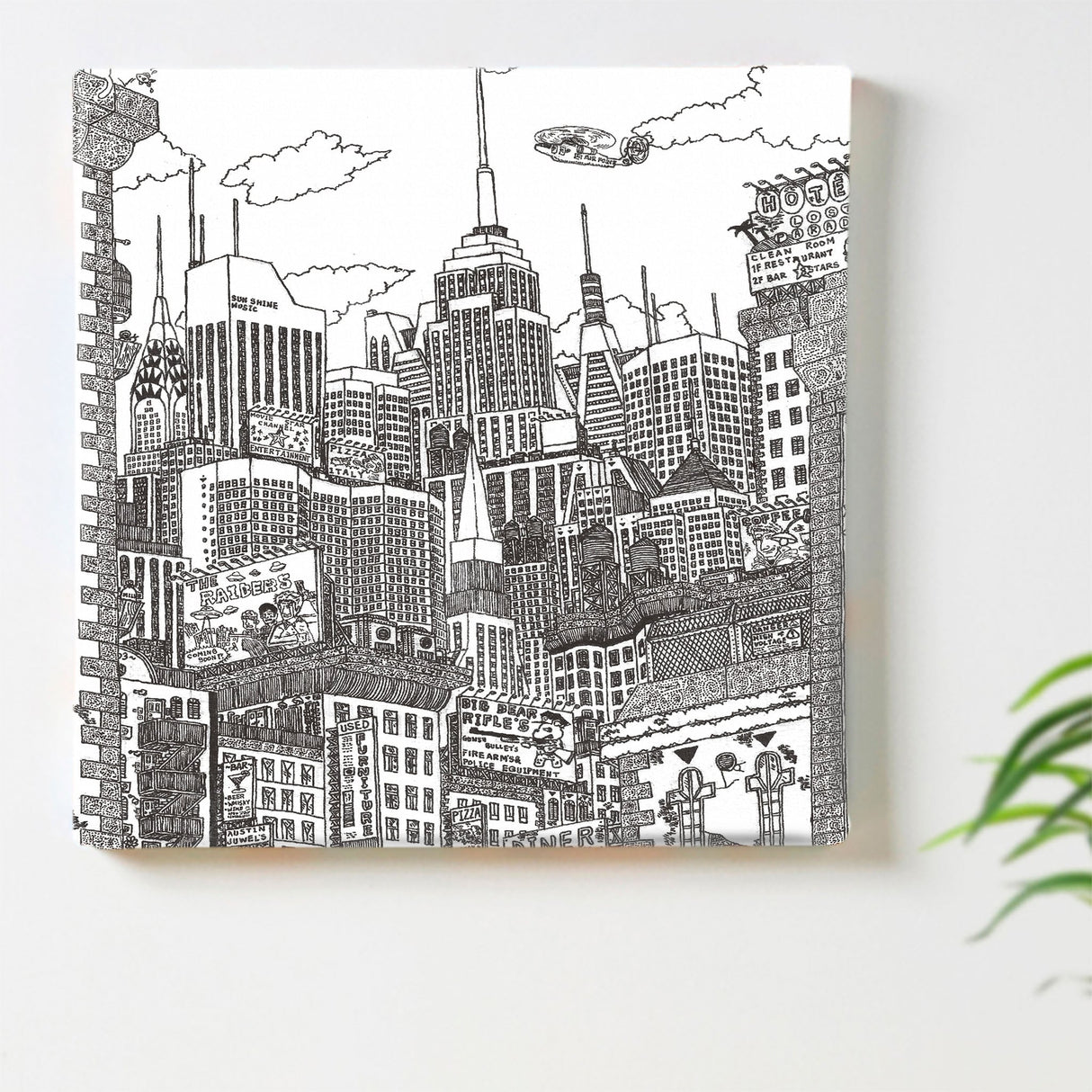 街並みイラストのファブリックパネル アート 雑貨 mzk-0002 - ArtDeli. アートパネル専門店