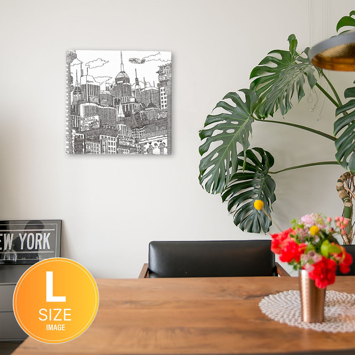 街並みイラストのファブリックパネル アート 雑貨 mzk-0002 - ArtDeli. アートパネル専門店