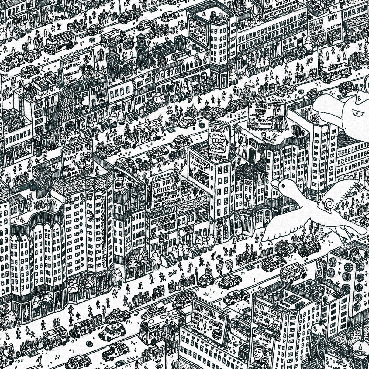 街並みイラストのファブリックボード 一人暮らし インテリア mzk-0004 - ArtDeli. アートパネル専門店