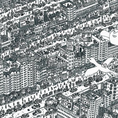 街並みイラストのファブリックボード 一人暮らし インテリア mzk-0004 - ArtDeli. アートパネル専門店