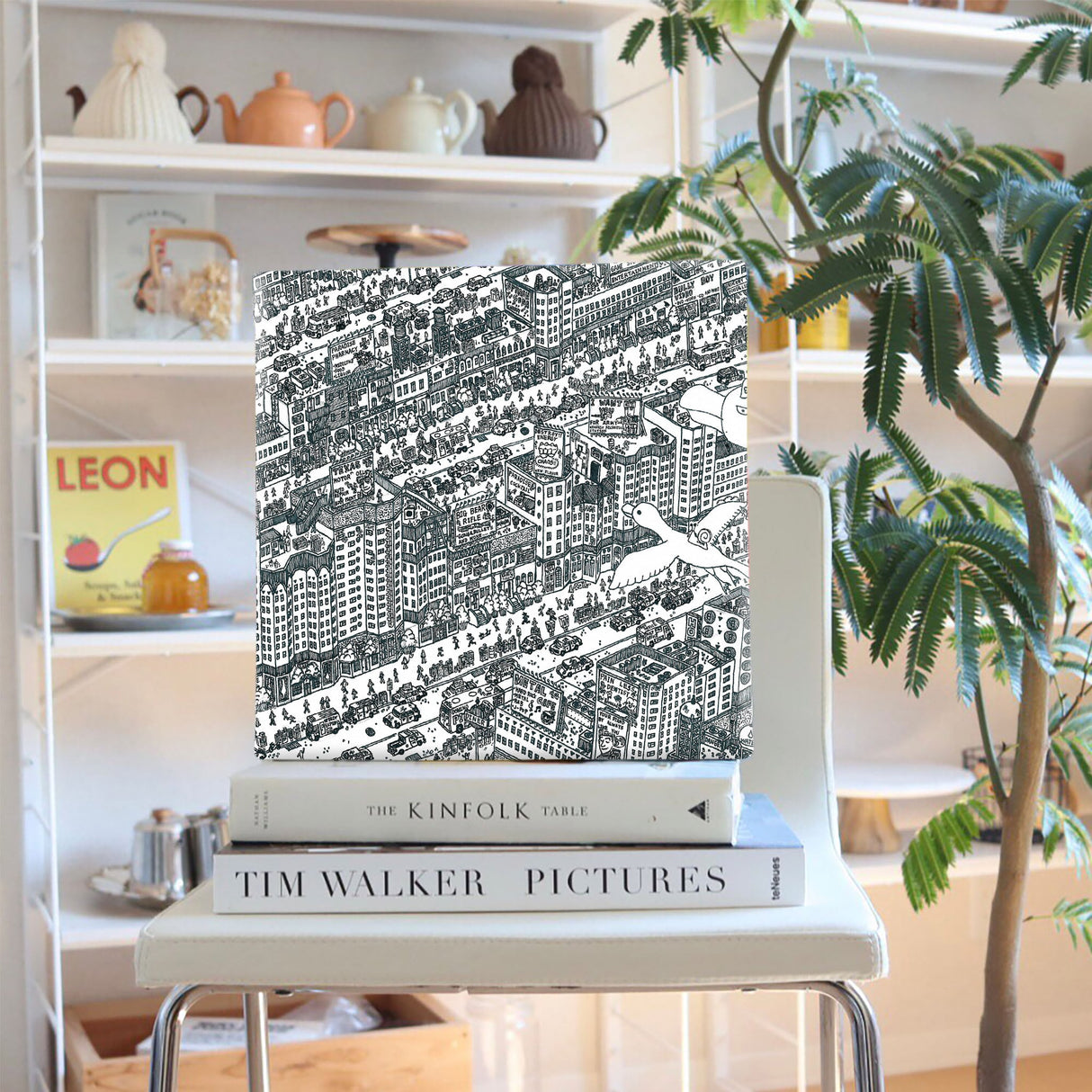 街並みイラストのファブリックボード 一人暮らし インテリア mzk-0004 - ArtDeli. アートパネル専門店