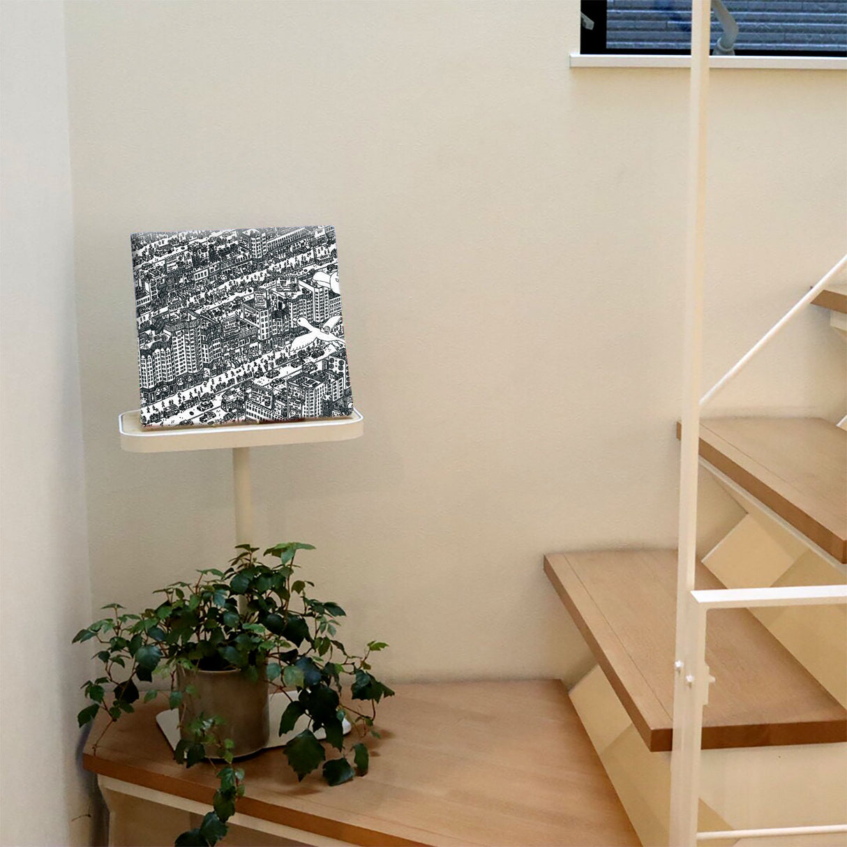 街並みイラストのファブリックボード 一人暮らし インテリア mzk-0004 - ArtDeli. アートパネル専門店