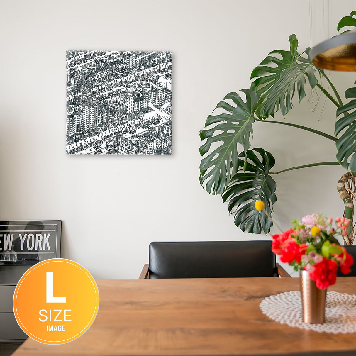 街並みイラストのファブリックボード 一人暮らし インテリア mzk-0004 - ArtDeli. アートパネル専門店