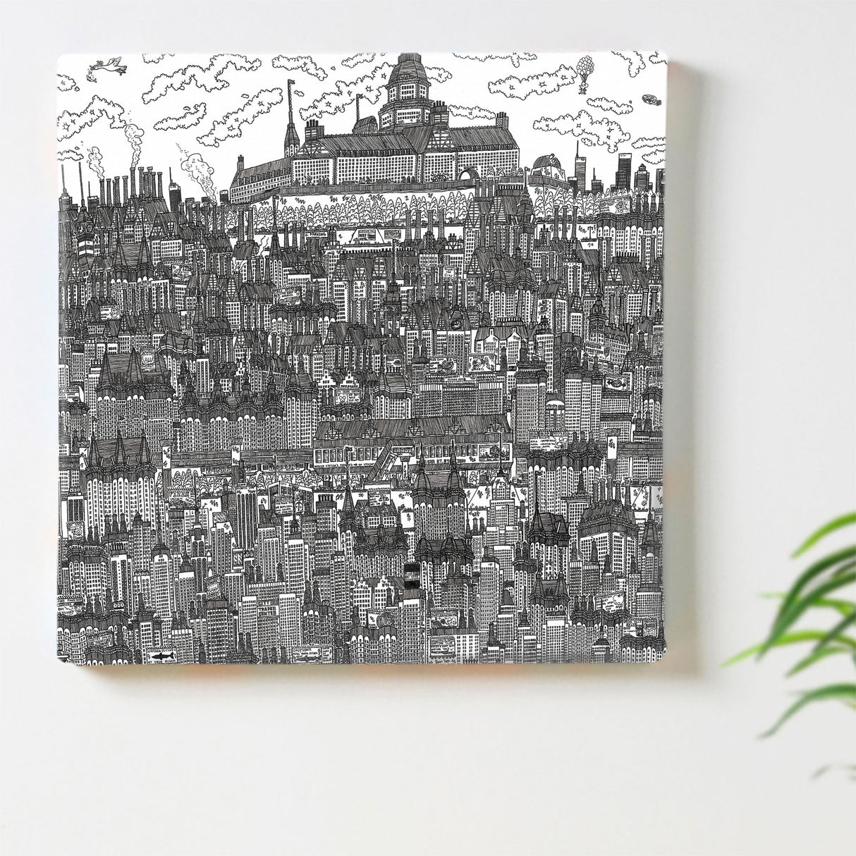 Mizuki the Cityのファブリックパネル インテリア 雑貨 アート モノクロ 街並み mzk-0009 - ArtDeli. アートパネル専門店