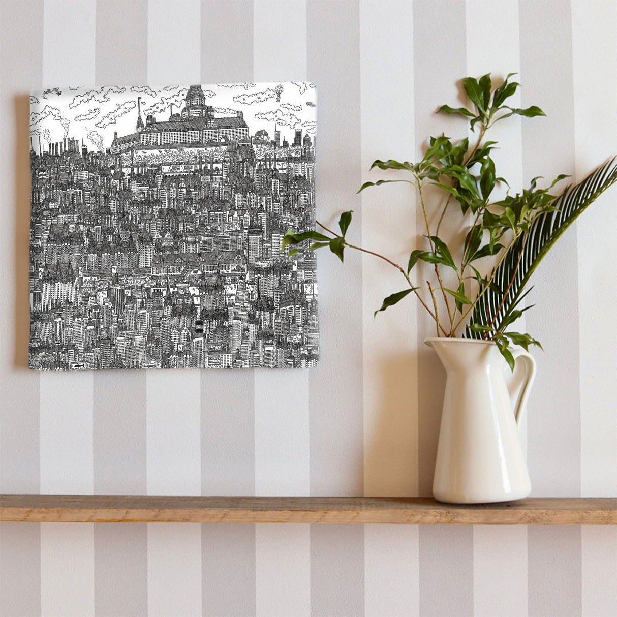 Mizuki the Cityのファブリックパネル インテリア 雑貨 アート モノクロ 街並み mzk-0009 - ArtDeli. アートパネル専門店