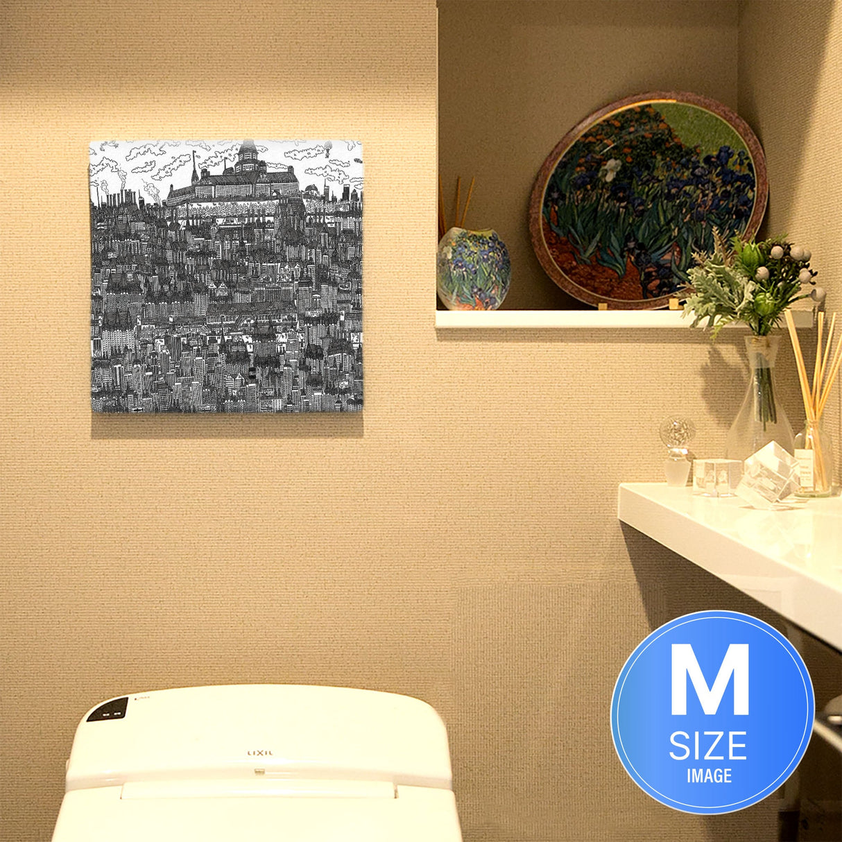 Mizuki the Cityのファブリックパネル インテリア 雑貨 アート モノクロ 街並み mzk-0009 - ArtDeli. アートパネル専門店