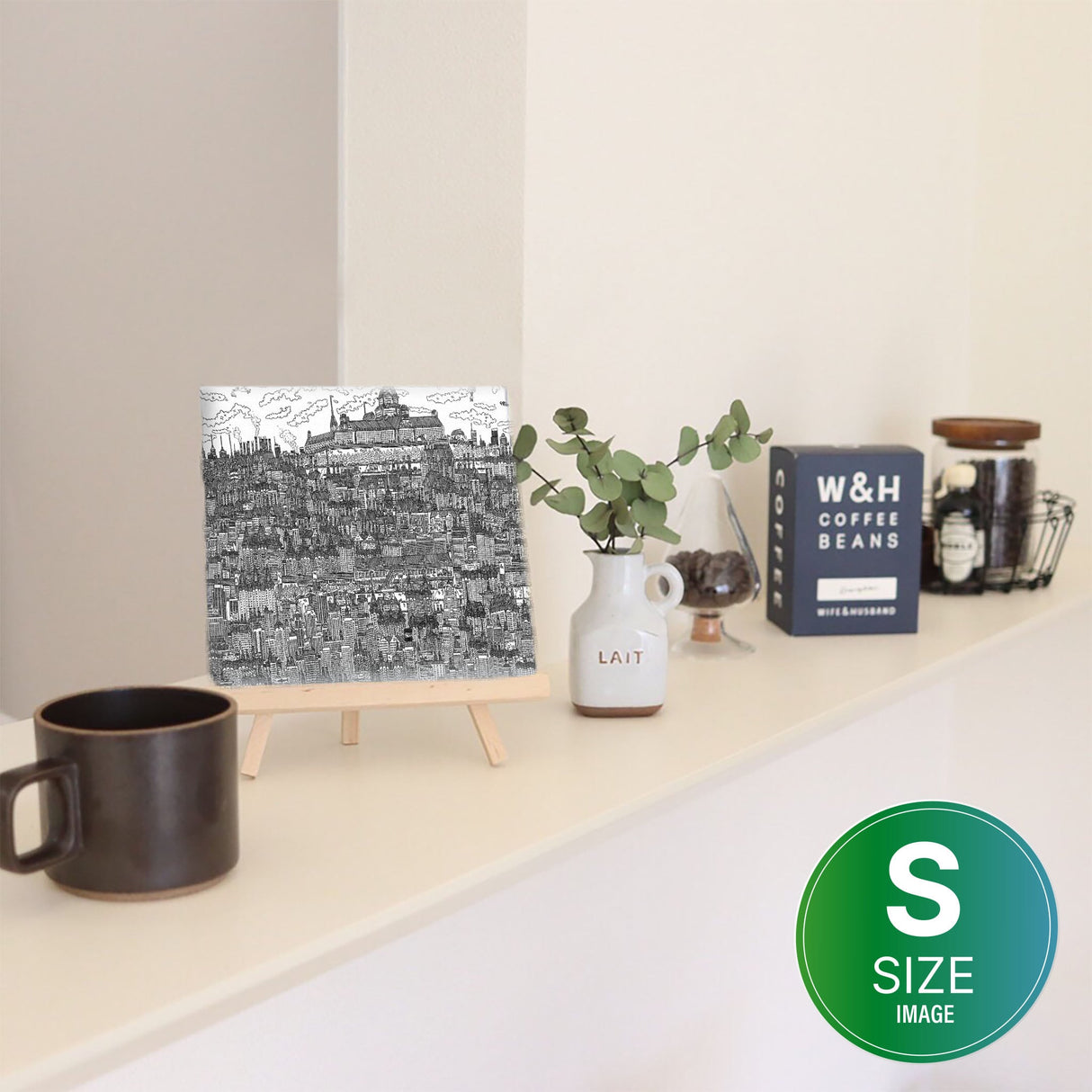 Mizuki the Cityのファブリックパネル インテリア 雑貨 アート モノクロ 街並み mzk-0009 - ArtDeli. アートパネル専門店