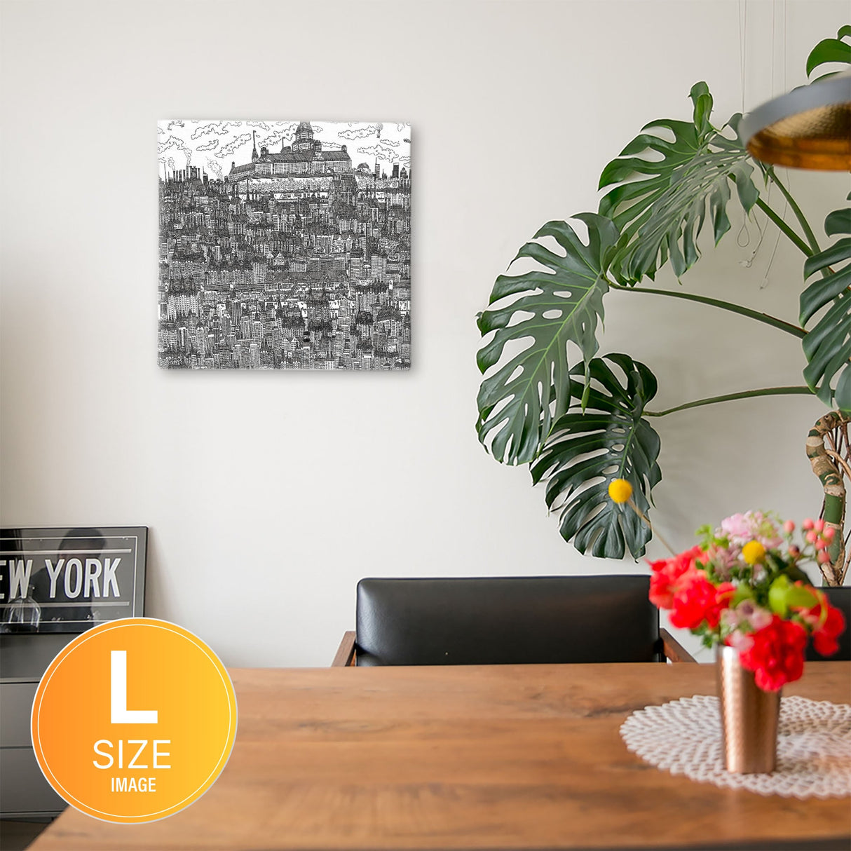 Mizuki the Cityのファブリックパネル インテリア 雑貨 アート モノクロ 街並み mzk-0009 - ArtDeli. アートパネル専門店