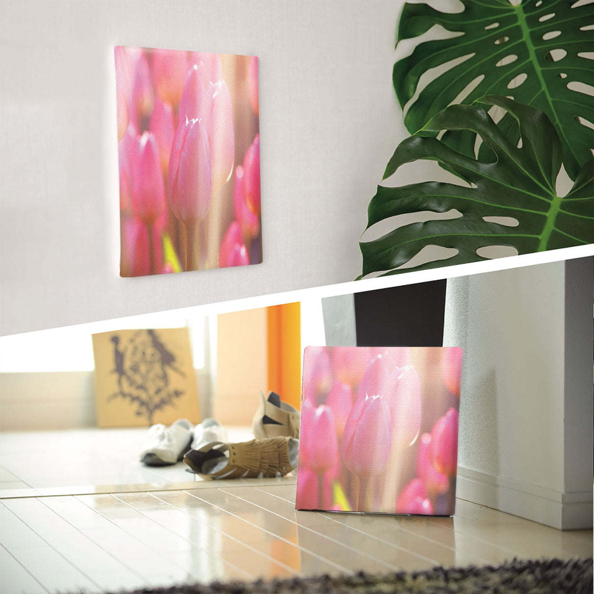 チューリップのファブリックボード インテリア雑貨 アートパネル キャンバス 花 ピンク nori-2005-002 - ArtDeli. アートパネル専門店