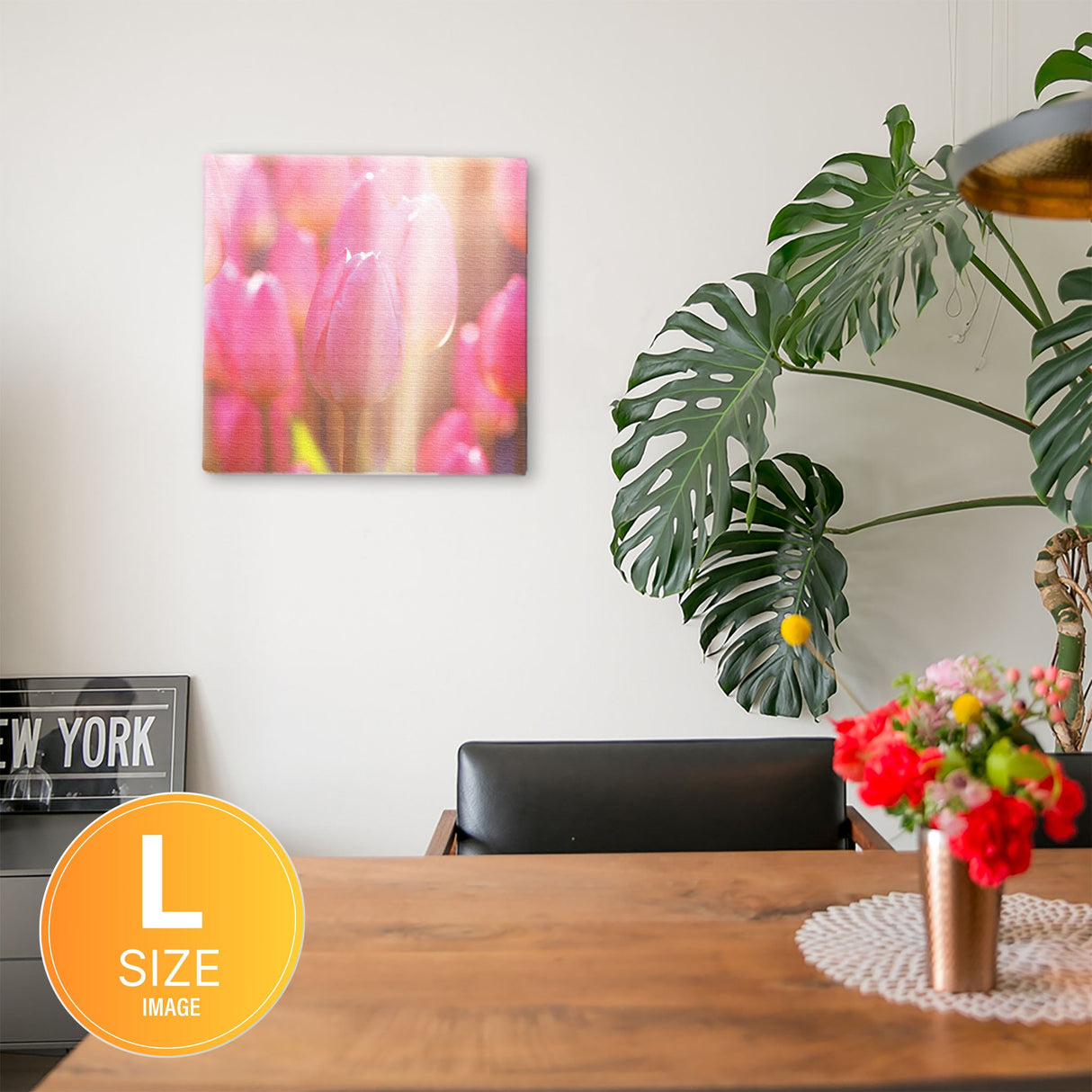 チューリップのファブリックボード インテリア雑貨 アートパネル キャンバス 花 ピンク nori-2005-002 - ArtDeli. アートパネル専門店
