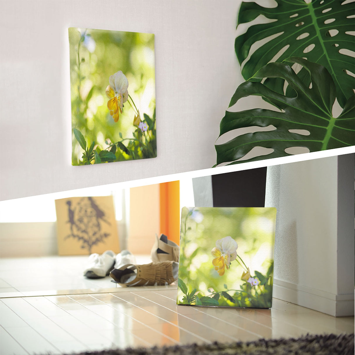 ビオラのアートパネル インテリア雑貨 アートパネル キャンバス 花 グリーン nori-2005-007 - ArtDeli. アートパネル専門店