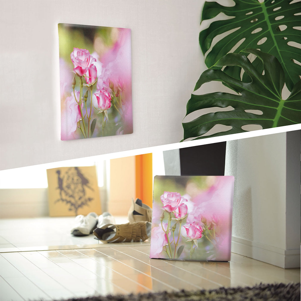 バラの壁掛けアート インテリア雑貨 アートパネル キャンバス 花 ピンク nori-2005-008 - ArtDeli. アートパネル専門店