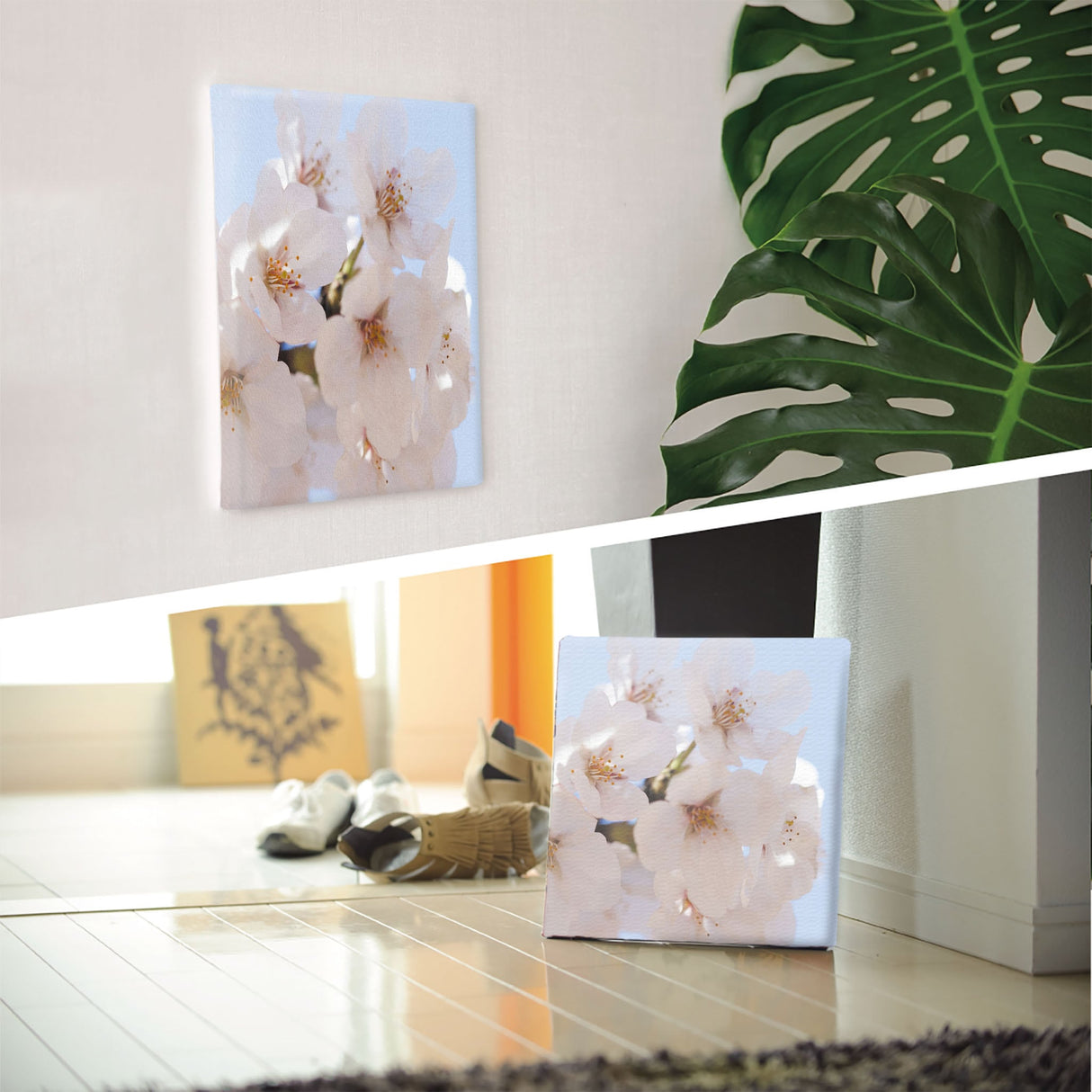 桜のファブリックパネルセット インテリア雑貨 アートパネル キャンバス 花 ホワイト nori-2005-012 - ArtDeli. アートパネル専門店