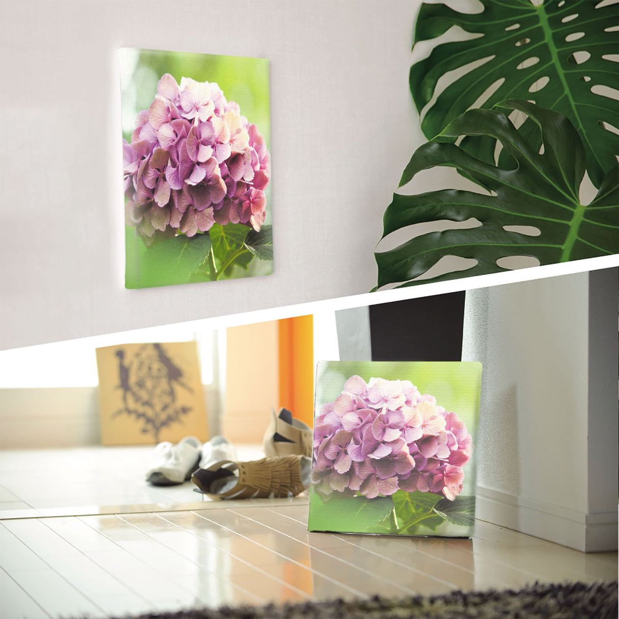 アジサイの壁掛けアートセット インテリア雑貨 アートパネル キャンバス 花 パープル nori-2005-017 - ArtDeli. アートパネル専門店
