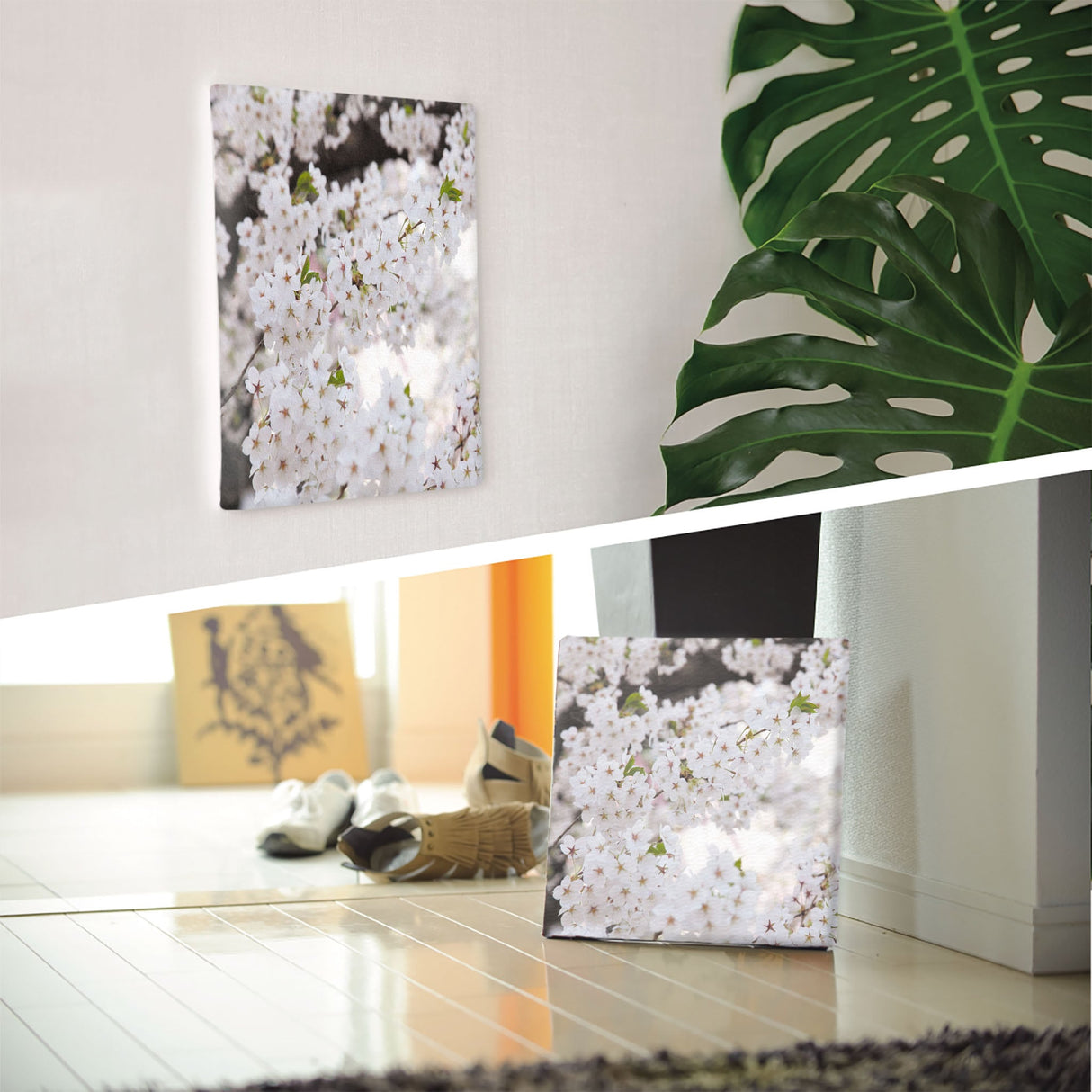 桜のファブリックパネルセット インテリア雑貨 アートパネル キャンバス 花 ホワイト nori-2005-037 - ArtDeli. アートパネル専門店