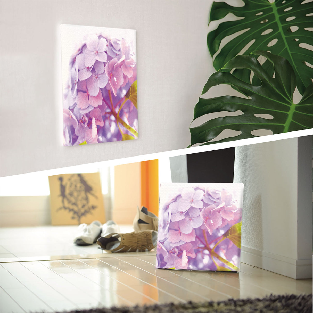 アジサイの壁掛けアートセット インテリア雑貨 アートパネル キャンバス 花 パープル nori-2005-039 - ArtDeli. アートパネル専門店