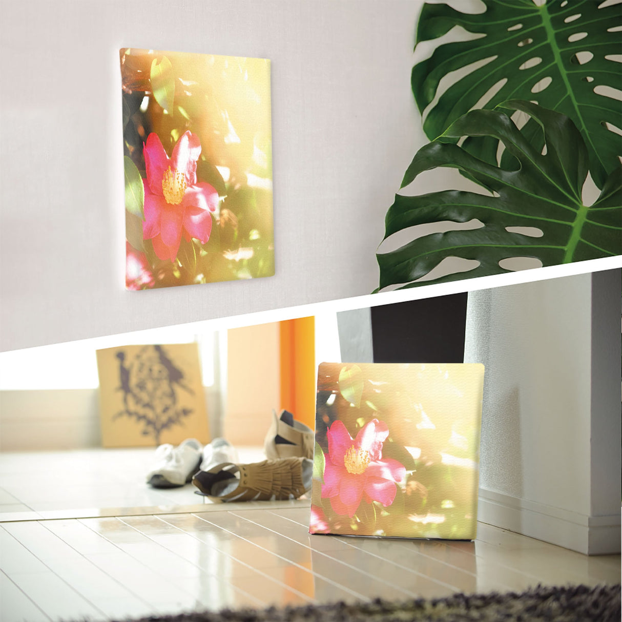 サザンカのファブリックボードセット インテリア雑貨 アートパネル キャンバス 花 グリーン nori-2005-040 - ArtDeli. アートパネル専門店