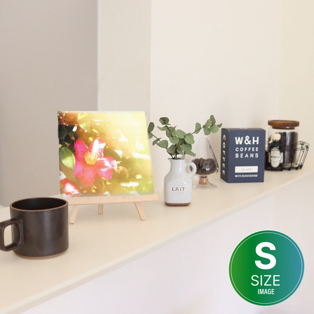 サザンカのファブリックボードセット インテリア雑貨 アートパネル キャンバス 花 グリーン nori-2005-040 - ArtDeli. アートパネル専門店