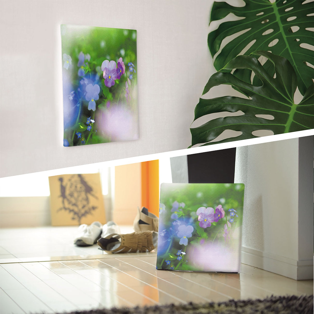 ビオラのウォールデコセット インテリア雑貨 アートパネル キャンバス 花 グリーン nori-2005-044 - ArtDeli. アートパネル専門店