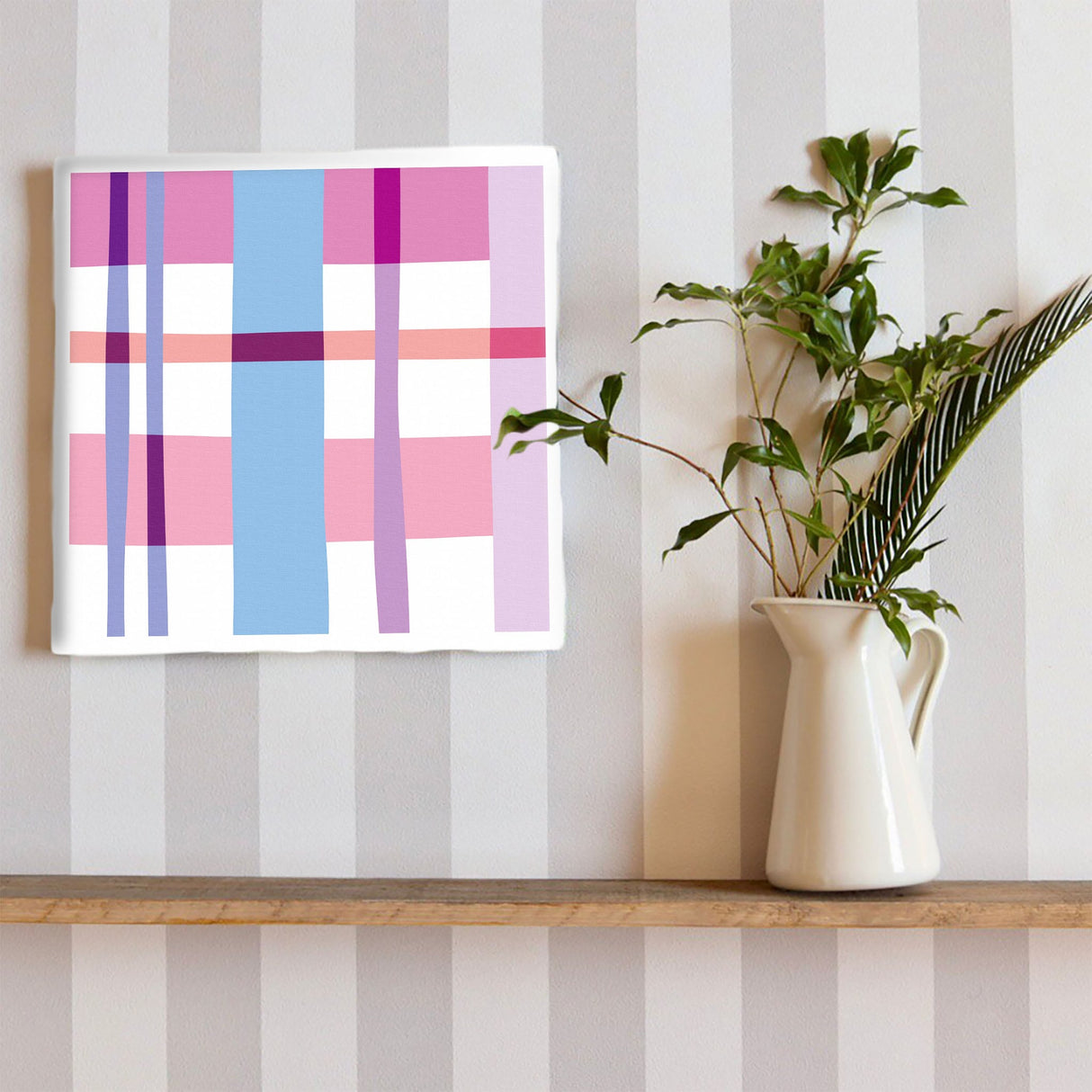 チェックのガーリーなインテリア小物 写真 壁掛け pat-0053