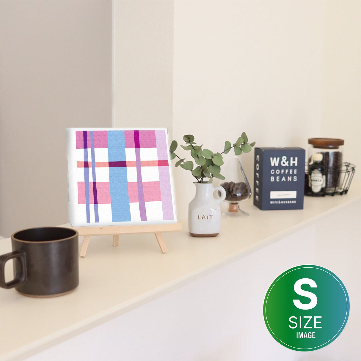 チェックのガーリーなインテリア小物 写真 壁掛け pat-0053