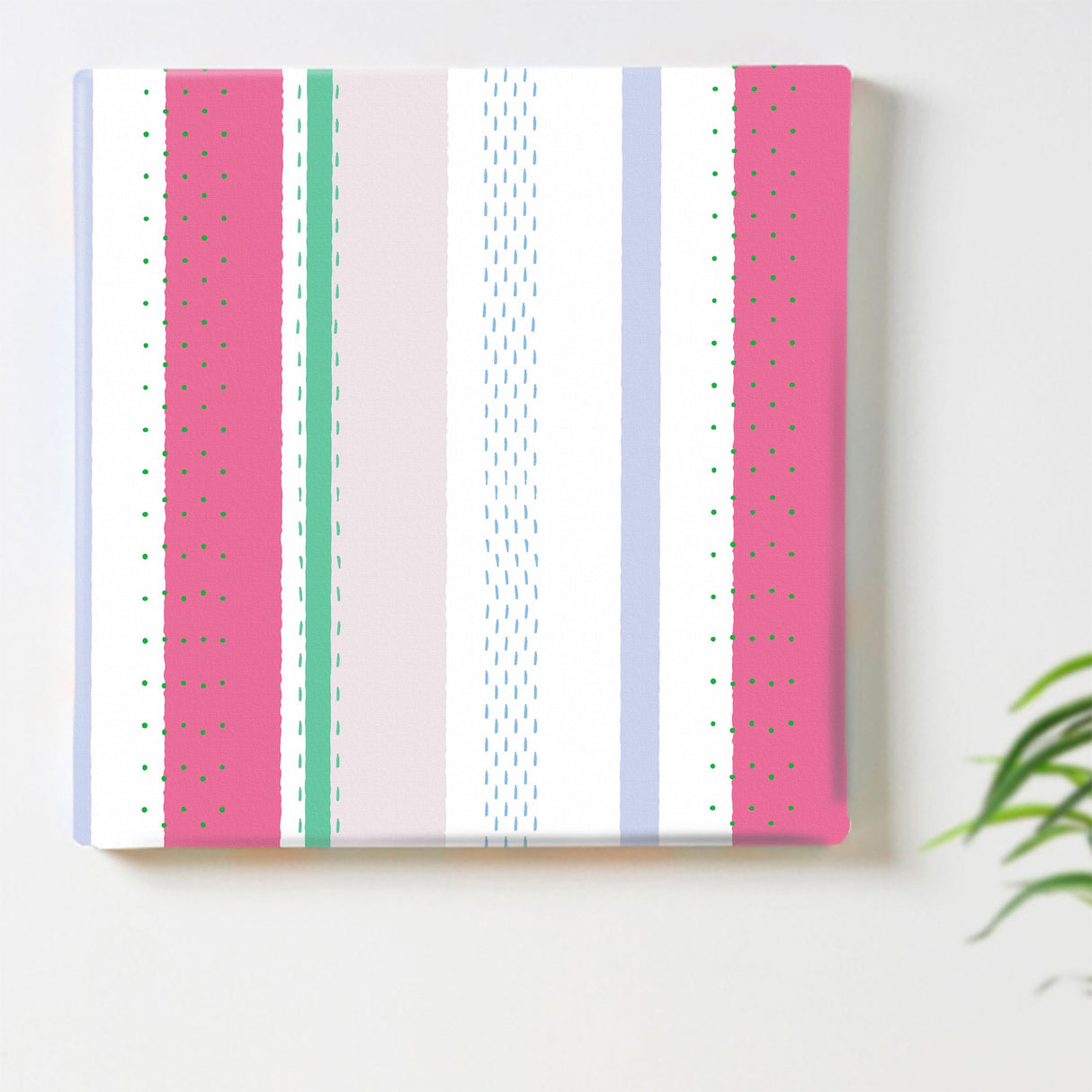 Striped wooden frame fabric panel interior art pat-0087