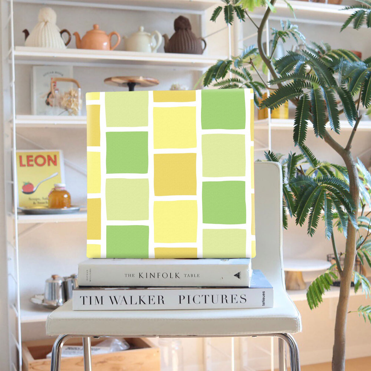 黄色のタイルモチーフ・インテリア小物 壁掛け アート pat-0119