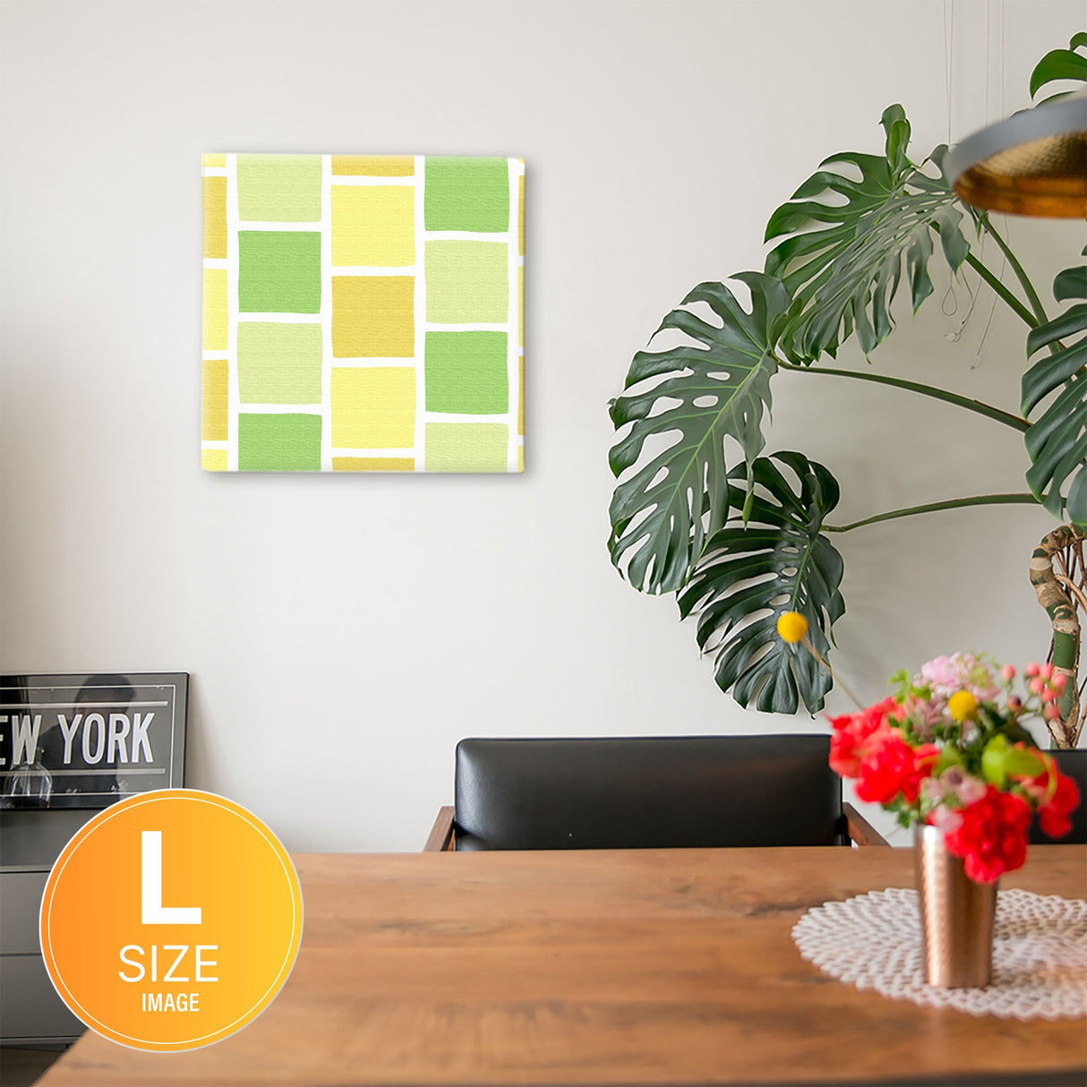 黄色のタイルモチーフ・インテリア小物 壁掛け アート pat-0119