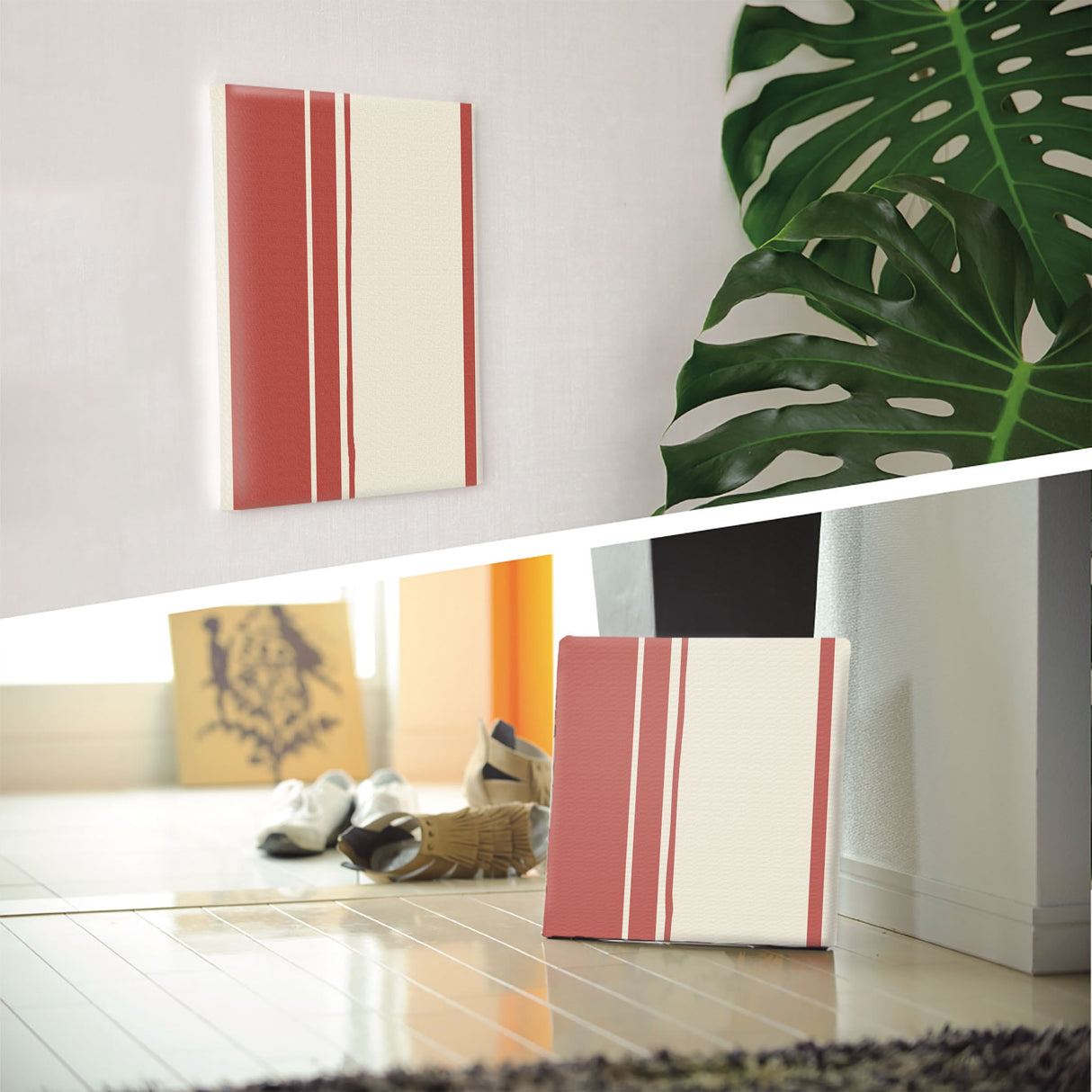 Perfect for the living room, striped fabric panel interior art pat-0141