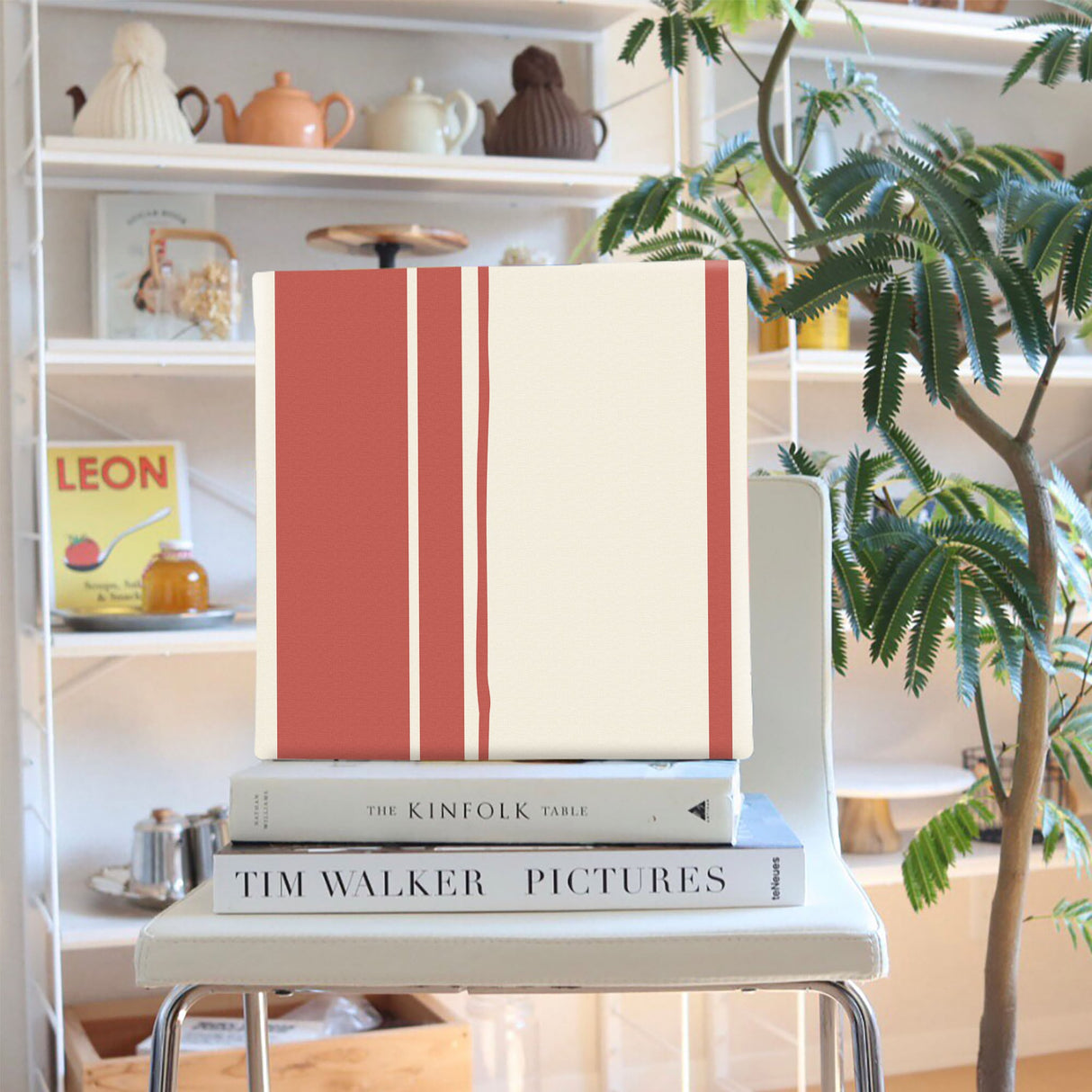 Perfect for the living room, striped fabric panel interior art pat-0141