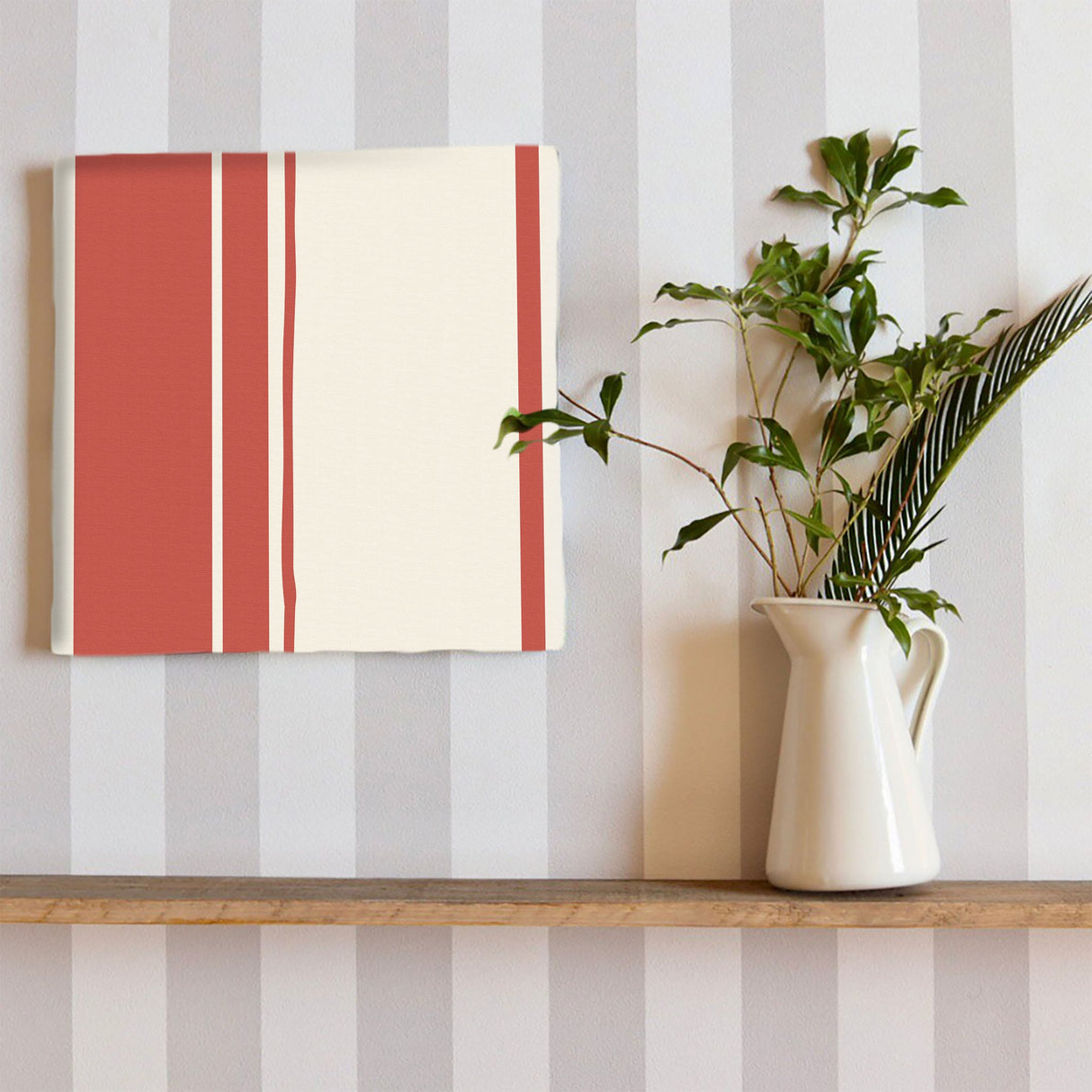 Perfect for the living room, striped fabric panel interior art pat-0141