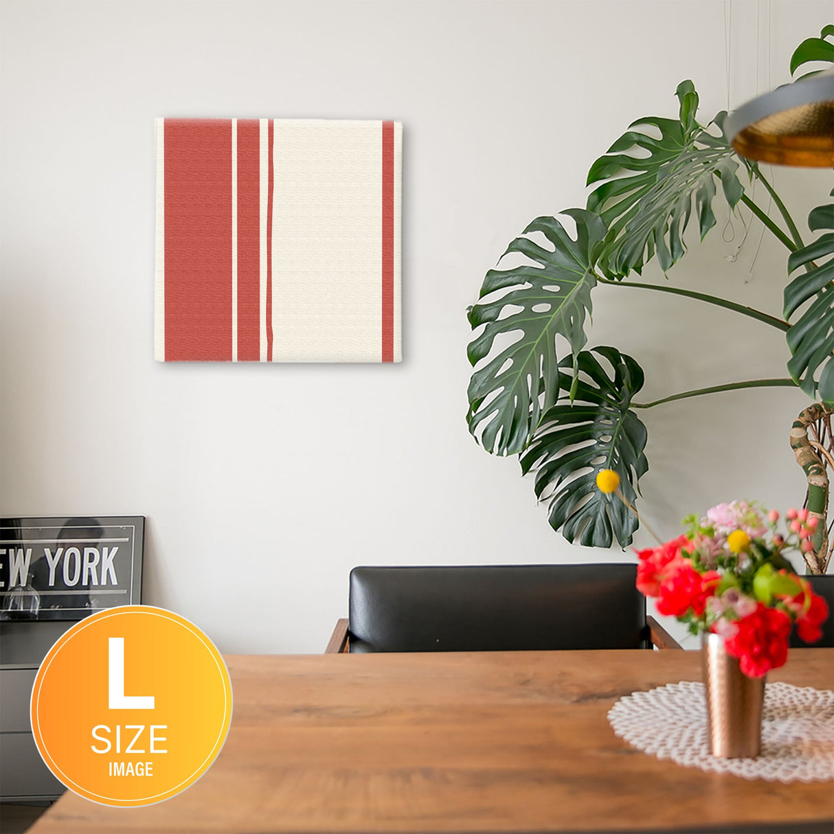 Perfect for the living room, striped fabric panel interior art pat-0141